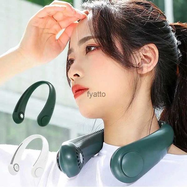 Elektrische Fans Hot Lazy USB-Aufladung Cool Leafless Bladeless Tragbarer hängender Halsventilator Silent Mini Hand Wear Free SportsH240313