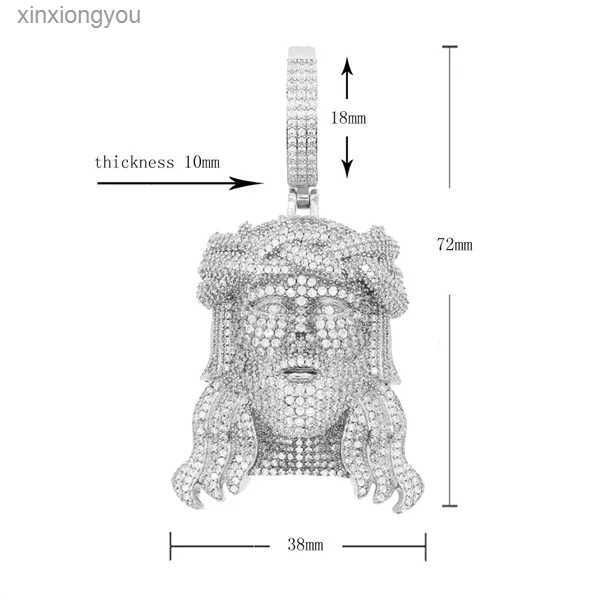 U9rn Подвески Ожерелья Новый Дизайнер Большая Голова Иисуса Христа Подвеска Очарование Ожерелье Хип-Хоп Женщины Мужчины Полный Проложенный Розовый Синий 5а Цирконий Партии Подарочные Ювелирные Изделия