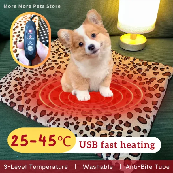 Matten Winter Elektrisches wasserdichtes Haustier-Heizkissen für Hunde- und Katzenbetten USB-beheizte Haustiermatte mit wärmerem Haustierbett-Ausschaltschutz