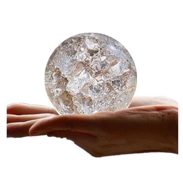 Mármores de vidro de cristal bola de gelo crack ornamentos feng shui casa decorativa fontes de água bonsai esfera bola terrário decor227i