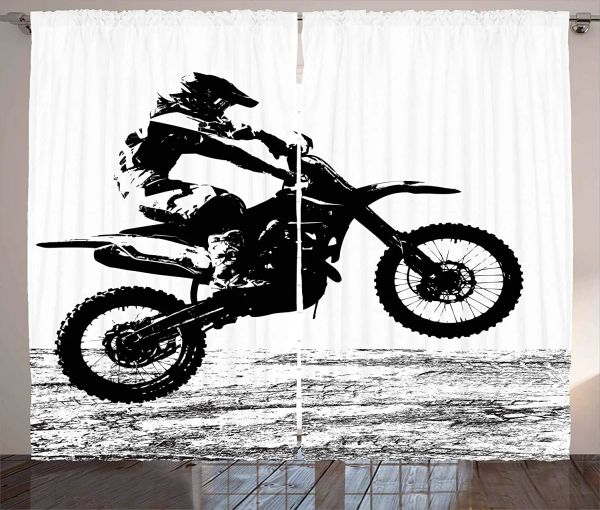 Tende Tende per bici da cross Pilota che partecipa al campionato di motocross Immagine silhouette Sport pericolosi Soggiorno Camera da letto Tenda per finestra