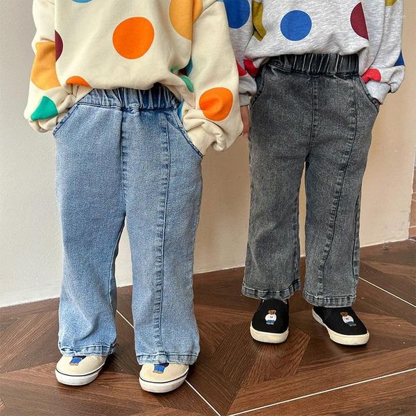 Hosen Kinder Kleidung Kinder Casual Einfache Modische Stretch Jeans Jungen Frühling Hosen Mädchen 2024 Baby Gerade Bein