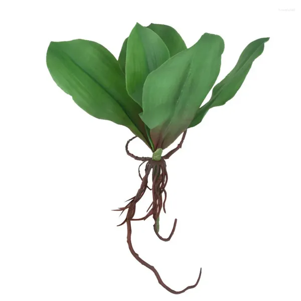 Dekoratif çiçekler yapay orkide yaprağı phalaenopsis orkide gerçek görünümlü lateks bitkiler yeşil aranjman bırakır