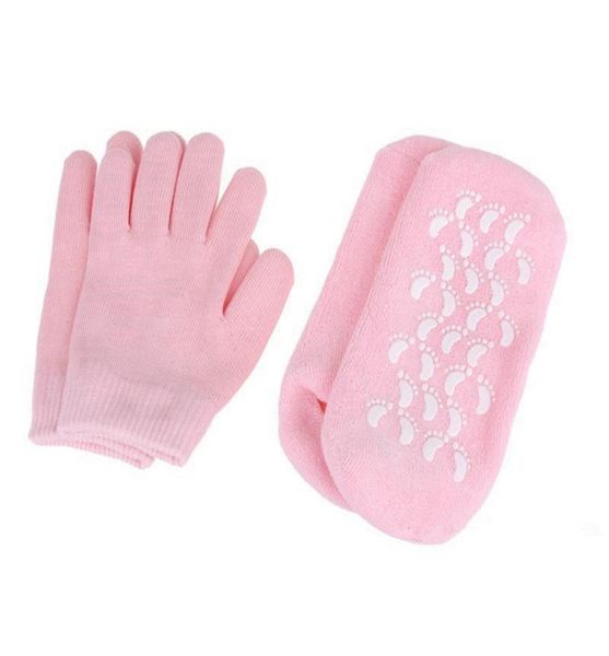 Luva de meia de silicone reutilizável spa gel hidratante meias luvas clareamento tratamento esfoliante suave beleza máscara de mão cuidados com os pés e3560028