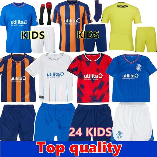 2023 2024 Rangers Futebol Jerseys COLAK ROOFE LUNDSTRAM HAGI BARKER MORELOS TAVERNIER KENT TILLMAN FC MODA JR Camisa de futebol Homens Crianças Kit