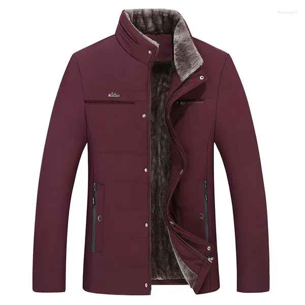 Herren Jacken Jacke Verdicktes Fleece Winter Business Stand-Up Parker Lässiger Dicker Mantel -30 Grad Warmer Pelzkragen