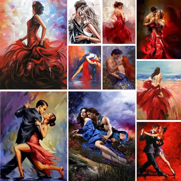Число танцующих мужчин и женщин раскраски по номерам набор масла.