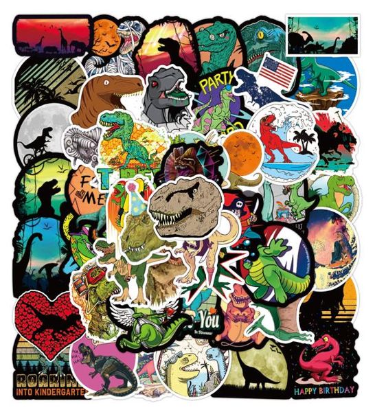50 Pz / lotto Dinosauri Animali Cartoon Adesivi per laptop per bambini Giocattoli Auto Bottiglia d'acqua Fai da te Chitarra Bagagli Skateboard Valigia Decalcomanie Pa1805328