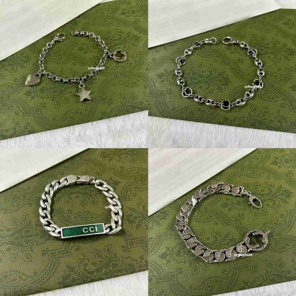 925 pulseira de prata esterlina dois g luxo designer jóias contas preto verde esmalte porco nariz corrente presente do dia dos namorados para homens e mulheres p668 nzb2