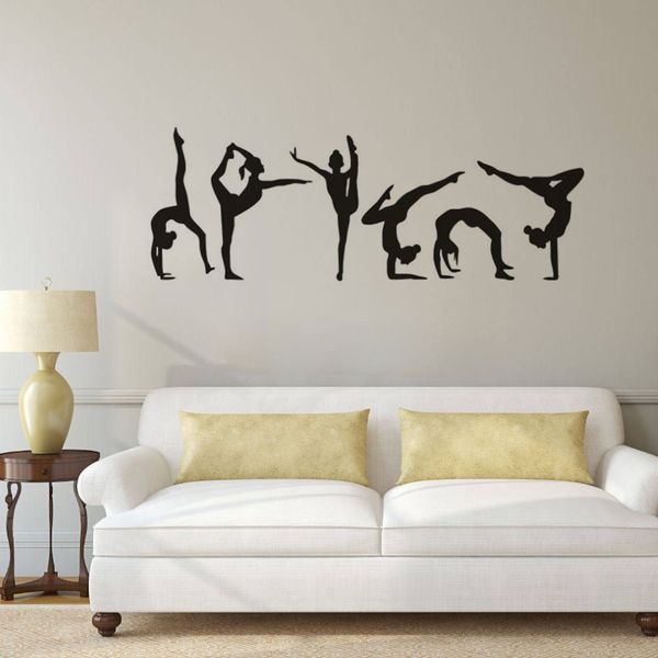 Ginnastica Ragazze Wall Sticker Sport Vinile Adesivo Ginnastica Silhouette Poster da parete Decorazione della casa Camera delle ragazze Mural317R