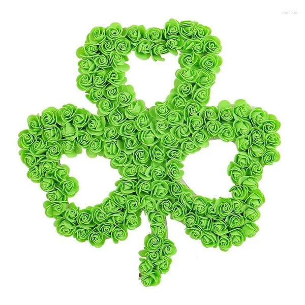 Dekorativer Blumenkranz zum St. Patricks Day zum Aufhängen, Blumengirlande, grünes, realistisches Kleeblatt, Tür, Wand, Heimdekoration