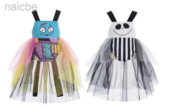 Vestidos da menina Halloween Nightmare Outfit My Hallowen Sally traje Halloween Sally bebê Halloween Jack Skellington S ldd240313