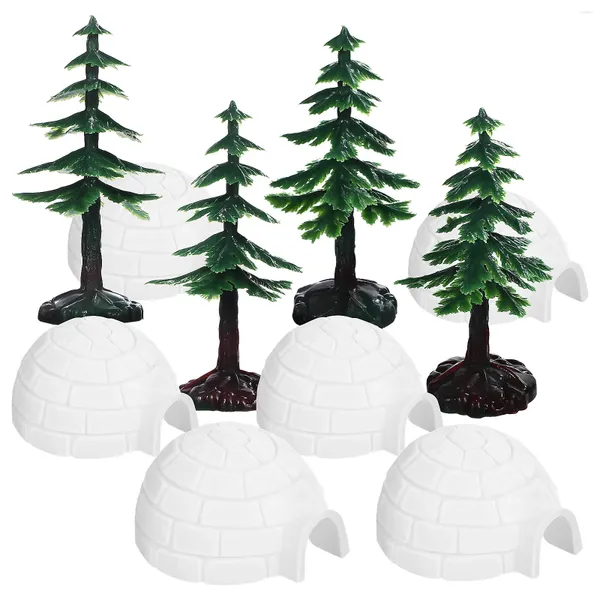 Decorazioni da giardino 1 set di modelli di igloo, figurine di case di ghiaccio, mini alberi di Natale, fai finta di giocare a decorazioni natalizie