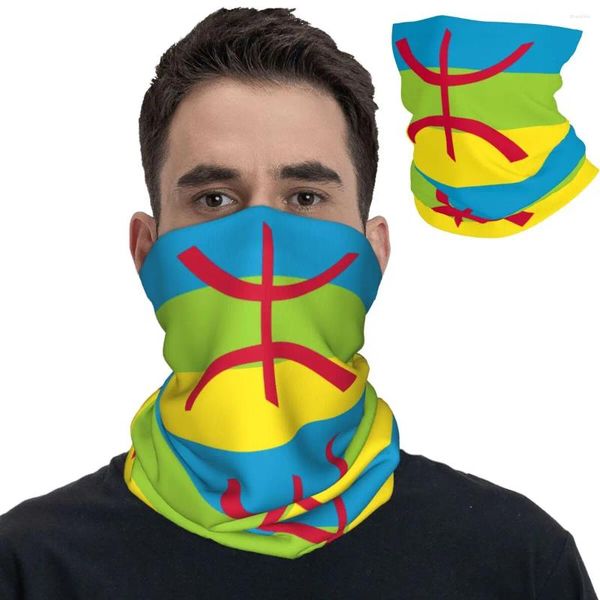 Lenços Norte África Amazigh Bandeira Bandana Pescoço Capa Impresso Envoltório Lenço Multi-Uso Headwear Caminhadas para Homens Mulheres Adulto Inverno