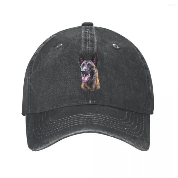 Ball Caps Belçika Malinois Çoban Köpek Beyzbol Kapağı Vintage Sıkıntılı Denim Güneş Unisex Açık Antrenman Şapkaları