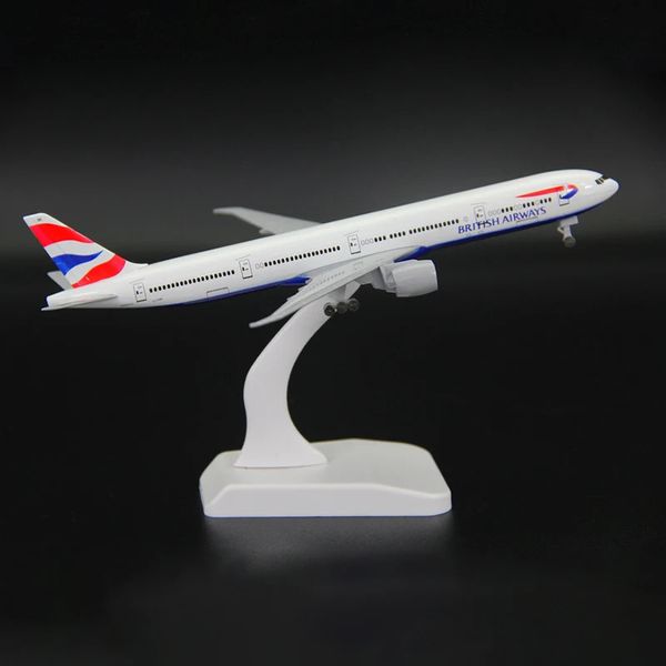 Diecast 18CM 1 400 B777-300 Modello British Airways AIRLINES Base in plastica carrelli di atterraggio Aereo in lega Aereo di linea 240307