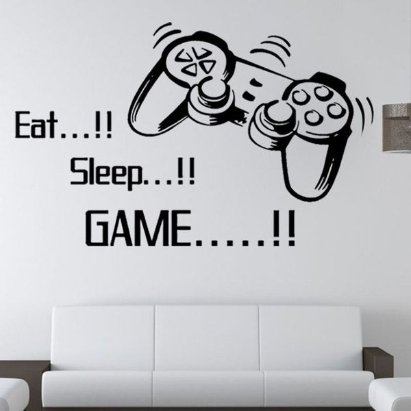 Eat Sleep Gioco Decalcomanie da muro Rimovibili Adesivi murali con scritte fai da te per Ragazzi Camera da letto Soggiorno Camere dei bambini Carta da parati Decorazioni per la casa266Q