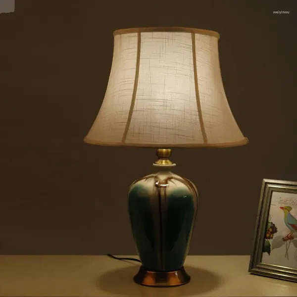 Tischlampen Vintage Chinesisches Porzellan Keramiklampe Schlafzimmer Wohnzimmer Hochzeit Jingdezhen Grün