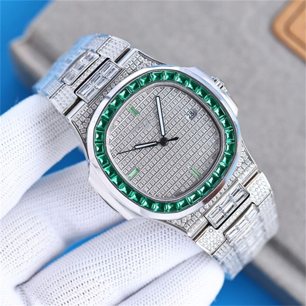 Babysbreath Big T-square Diamond Watch Mens Relógios 904L Steel Relojes 40mm 324 Movimento Mecânico Automático Motre Be Luxe Luxury Watch Relógios de Pulso 01