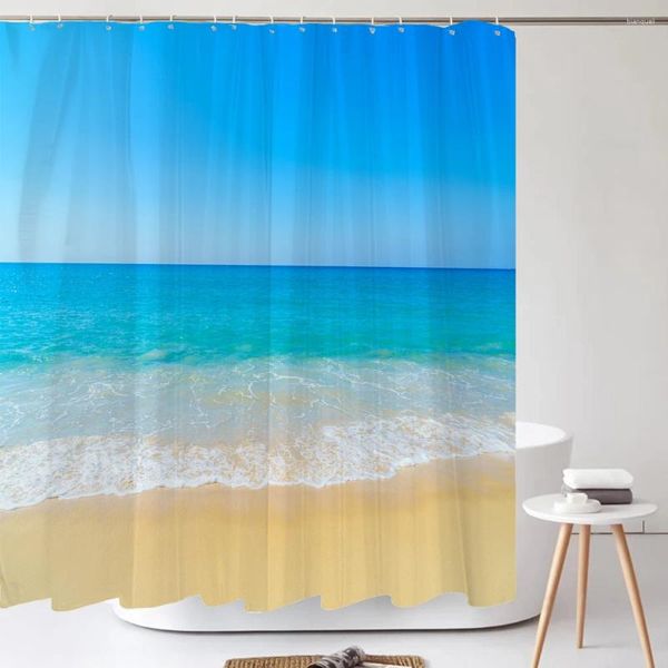 Cortinas de chuveiro mar praia cenário banheiro cortina 3d tecido banho com ganchos tela à prova dwaterproof água 180 180cm