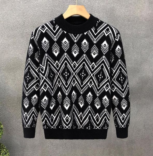 Marka Men Tasarımcı Sweater İnce Fit Uzun Kollu Argyle Lüks Sweaters Bahar Erkek Kazak