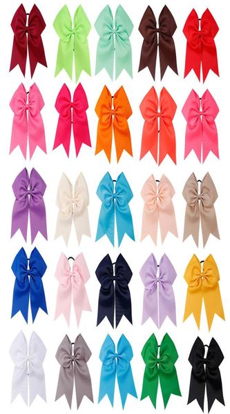 25 pezzi 7quot Solid Cheer Bows Fasce elastiche colorate per capelli Grosgrain Coda di cavallo Archi per capelli Per bambini Accessori per capelli per ragazze Y20073235538