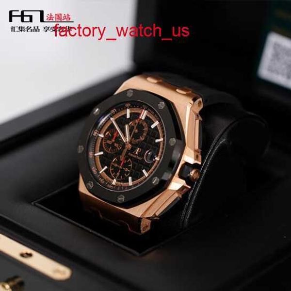 AP Hot Watch Racing Watch Royal Oak Offshore 26401RO Masculino Rosa Ouro Esportivo Preto Cerâmica Cronógrafo Máquinas Automáticas Relógios Suíços Olho Preto Diâmetro 41mm