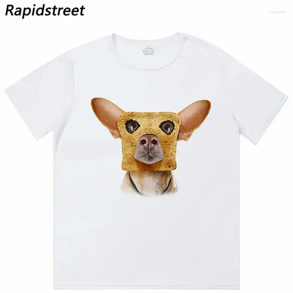 T-shirt da uomo T-shirt streetwear da uomo T-shirt grafica divertente per cani di pane T-shirt morbida e traspirante T-shirt bianca casual unisex slim fit