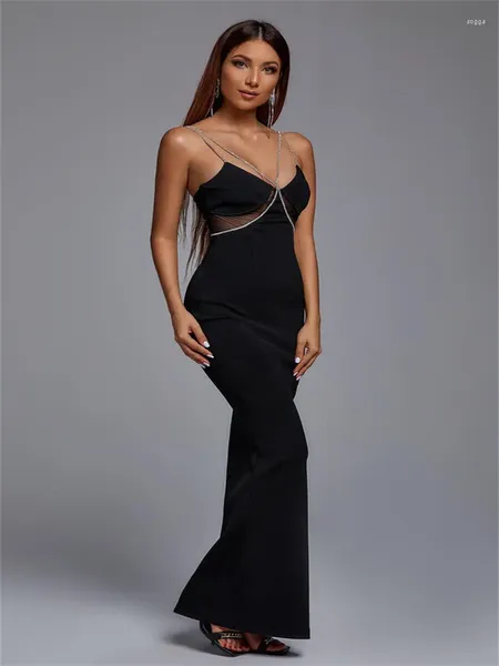 Abiti da festa 2024Lusso sexy moda extra lungo fasciatura elasticizzata senza spalline backless scollo a cuore sirena cena abito da cocktail