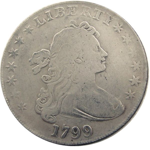 Moedas dos estados unidos 1799 drapeado busto latão banhado a prata dólar carta borda cópia coin307u