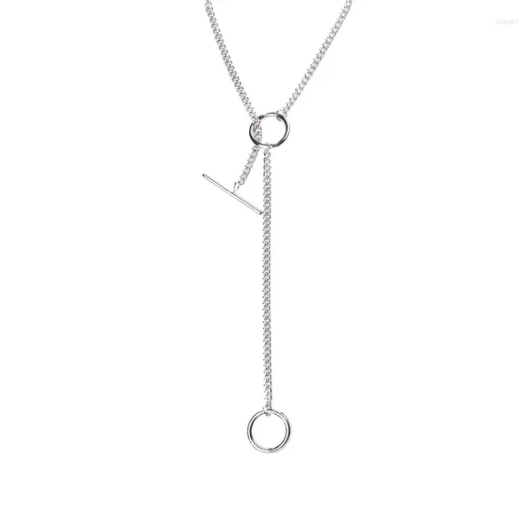 Anhänger Geometrie Kreis Ring baumelnde Halskette aus 925er Sterlingsilber