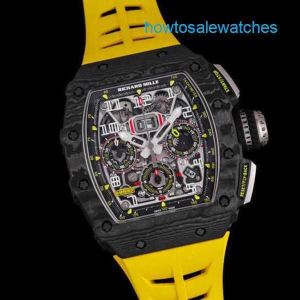 RM Watch Роскошные часы Швейцарские часы RM11-03 (ntpt Желтый) Автоматический механический RM1103 Хронограф