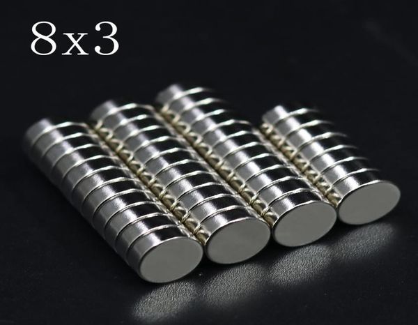 50 Pcs 8x3 Ímã De Neodímio 8mm x 3mm N35 NdFeB Rodada Super Poderoso Forte Magnético Permanente imanes Disc3970587