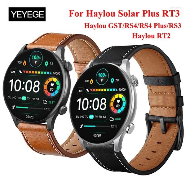 Uhrenarmbänder Lederarmband für Haylou GST/Solar Plus RT3 Armband Correa RS4/RS4 Plus/Haylou RS3 GS3 RT2 LS10
