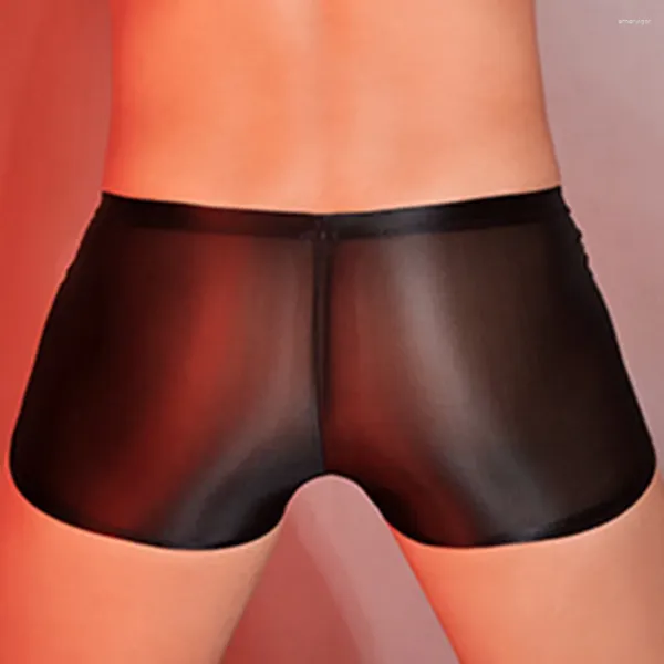 Unterhosen Sexy Männer Boxershorts Glänzende Tasche Jockstrap Höschen Seidig Glatt Low Rise Bikini Tangas Unterwäsche Transparente Erotische Dessous