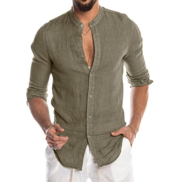 New Men039s Camicetta casual Camicia di lino in cotone Top larghi Maglietta a maniche corte Primavera Autunno Estate Casual Camicia da uomo bella2976918