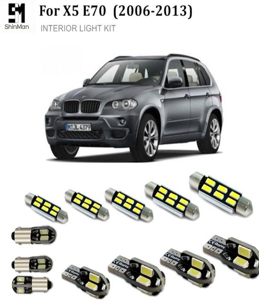 Shinman 20 pz Errore Auto LED Interni Kit Luce Auto Ha Condotto La Lampadina Per BMW X5 E70 F15 accessori 20062014 led interni lighting9312113