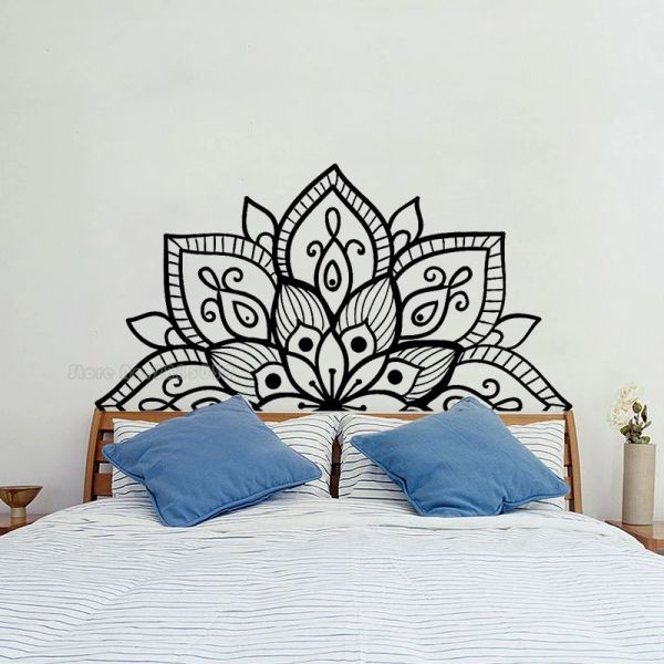 Adesivi Adesivi murali mezzo mandala per la testiera della casa Meditazione Yoga Adesivo rimovibile in vinile Arte Soggiorno Camera da letto Decorazione murale LL2226