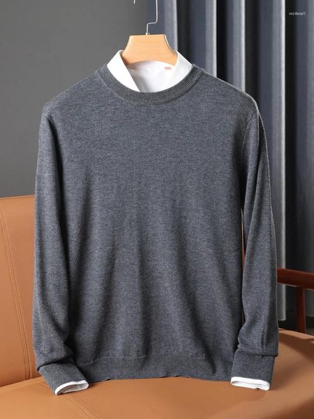 Мужские свитера, кашемировый свитер, шерстяные пуловеры с круглым вырезом, свободные M-2XL, трикотажная нижняя рубашка, осень-зима, корейский повседневный топ
