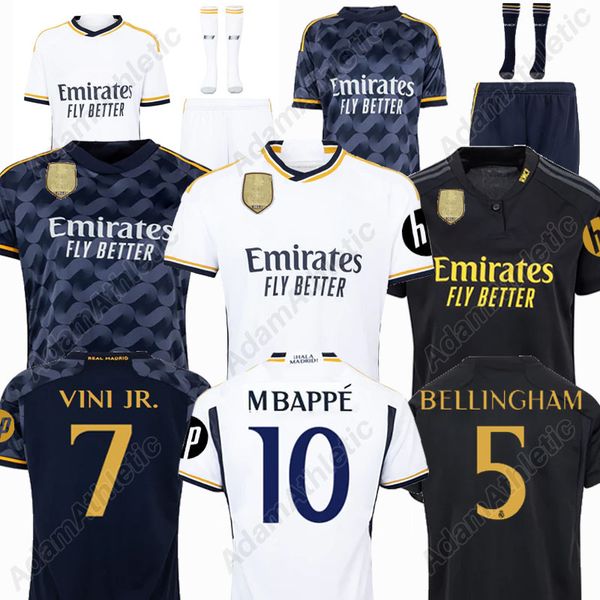 Maglia da calcio Real MadridS 2023 MBAPPE BELLINGHAM VINI JR.Maglia da calcio Madrid RONALDO VALVERDE MODRIC KROOS CAMAVINGA maglia kit bambino versione giocatore 23-24