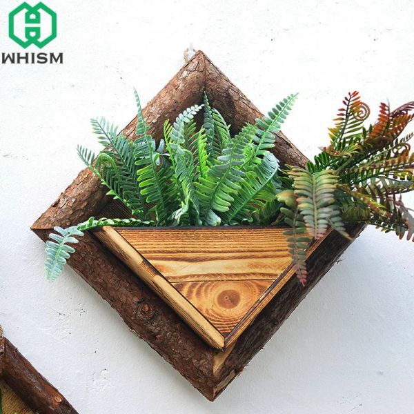 Plantadores criativo wallmounted flores de madeira cesta parede pendurado vasos de flores verde planta recipiente jardim plantador varanda decorações