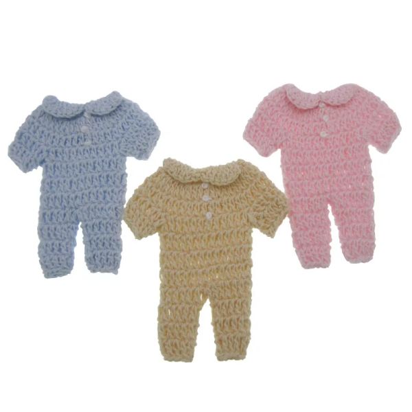 Stoff 12pcs handgefertigtes Miniaturhäkeln Kleidung Babypide Taufe Handwerk Party bevorzugt Dekorationen 7,6 cm