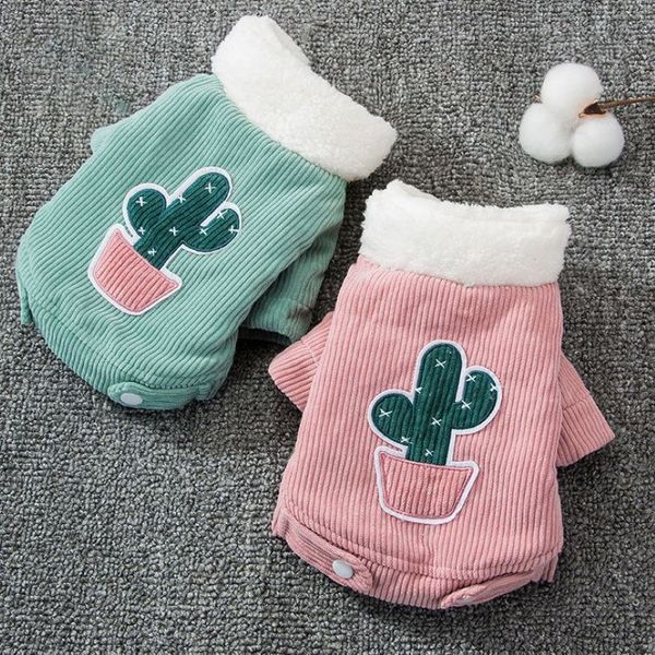 Bonito cactus roupas para animais de estimação casaco de cachorro jaqueta para cães traje inverno quente roupas para cães veludo cães animais de estimação roupas para cães chihuahua lj3324