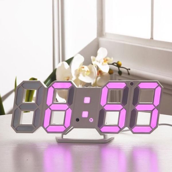 Design moderno 3D Orologio da parete a LED Sveglie digitali moderne Display Casa Soggiorno Ufficio Tavolo Scrivania Notte sqcKYV sports2010241O