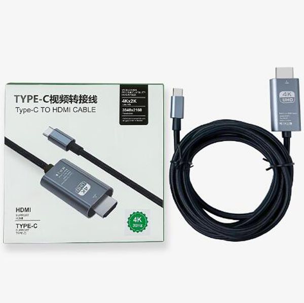 Type-C ila HDMI 4K 60Hz 30Hz HD Telefon ve Bilgisayar Ekranı Paylaşımı için Kablo UHD Audio Video TV Adaptörü İPad Pro Max Apple MacBook Samsung Dizüstü Bilgisayar Projektörü Kutulu