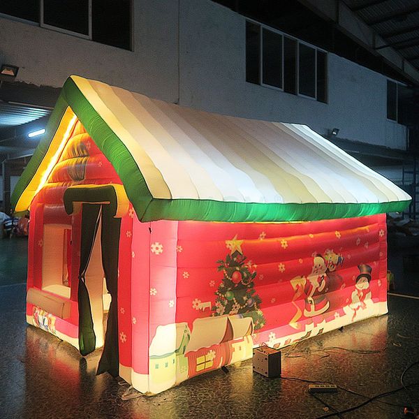 Мероприятия на свежем воздухе 6 мл x 4 м x 3,5 м (20 x 13,2 x 11,5 футов) Рождественские украшения светодиодное освещение надувная палатка для вечеринок в стиле Санта-Дом на продажу