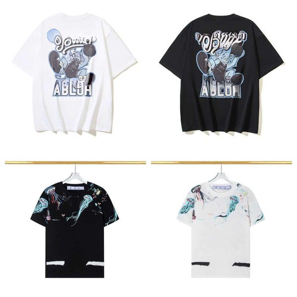 2024 New Fashion t Shirt Luxurys Offes Abbigliamento Mens Tee Shirt e Women Loose Tees Tops Man Casual Street Graffiti Shirt Felpaoff Man Offswhite Arrow t Shi Kbqx