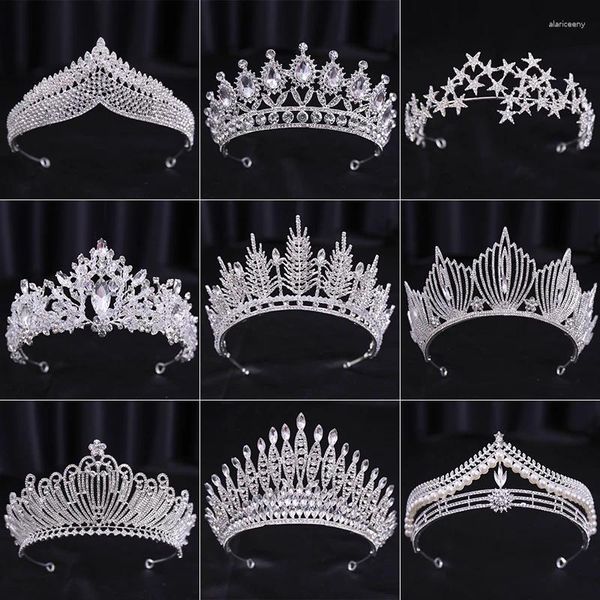 Grampos de cabelo Itacazzo Ornamento de casamento nupcial Prata-cor Cristal Coroa Liga Moda Feminina High End Atmosfera