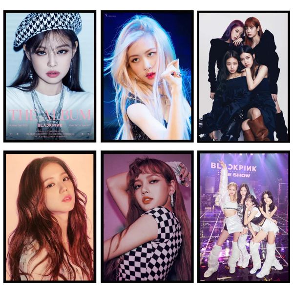 Kalligraphie Koreanische Mädchengruppe Sänger schwarz rosa jisoo jennie ros lisa poster drucken leinwand malen wandkunst wohnzimmer Wohnzimmer Wohnkultur