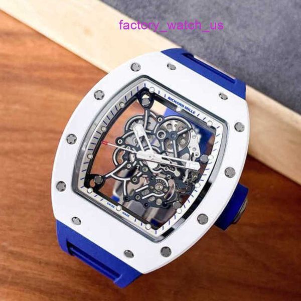 Захватывающие часы RM Watch Горячие часы серии RM055 RM055 Белая керамика, Япония, ограниченная серия, Руководство, Мода, Повседневная